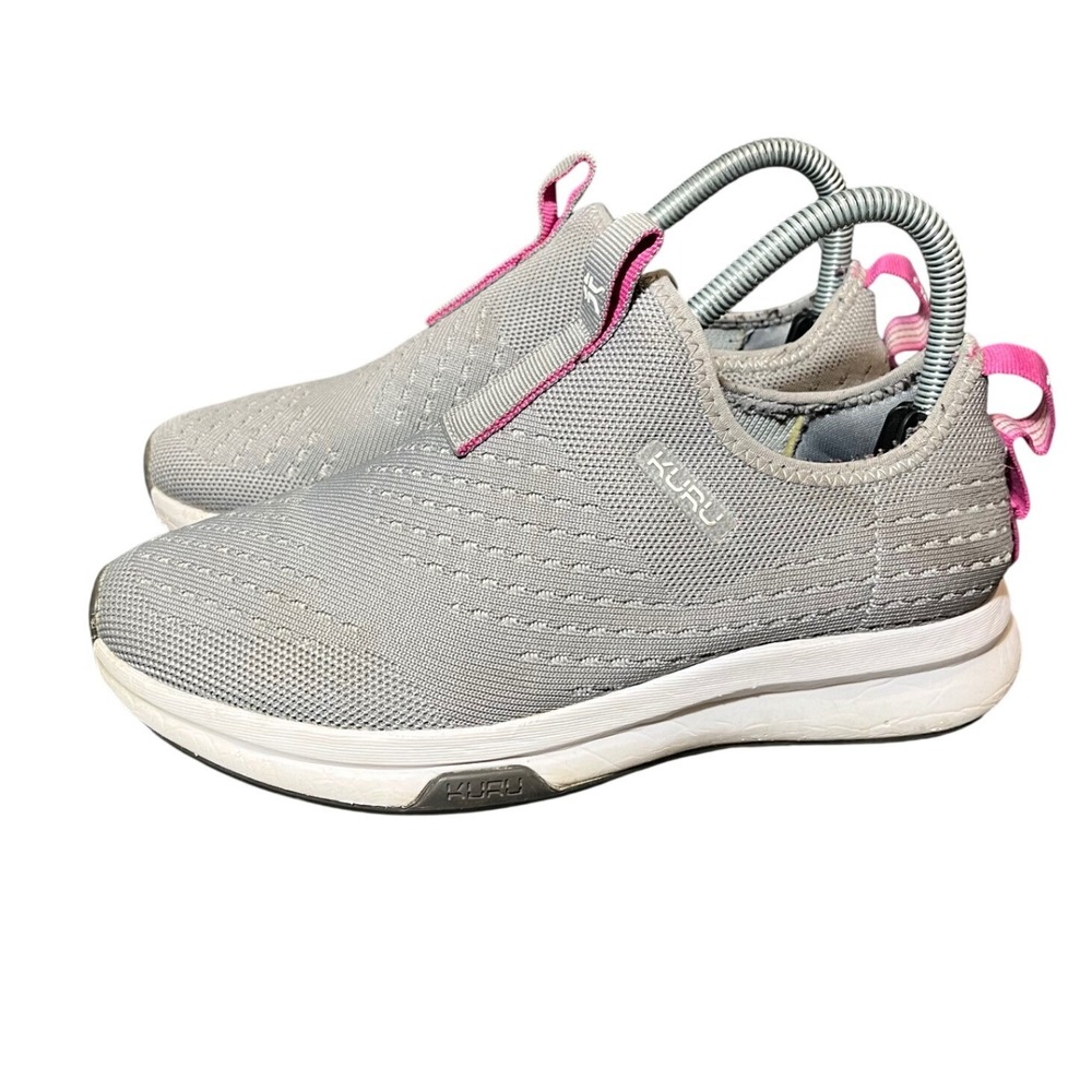 KURU Atom Walking‎ Shoes Womens 6.5 Grey Pink Slip On Athletic Sneakers 20850265